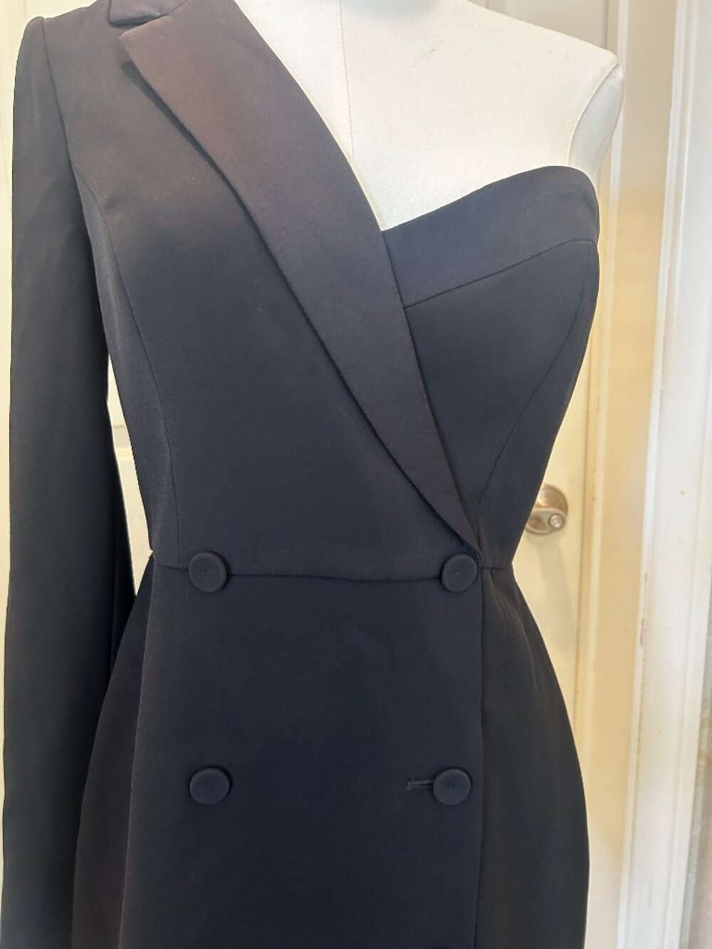 BCBGMAXAZRIA Black One Shoulder Blazer Dress Size 6 Cocktail Party Mini - Picture 5 of 8